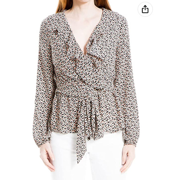 Max Studio Ruffle Front Faux Wrap Top - Picture 10 of 11